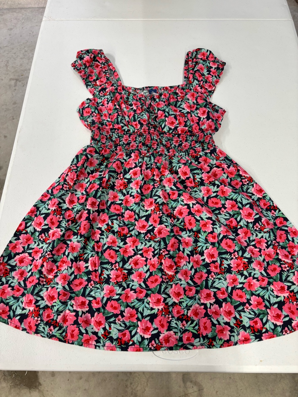 Old Navy Black Floral Mini Dress with Pink Flowers